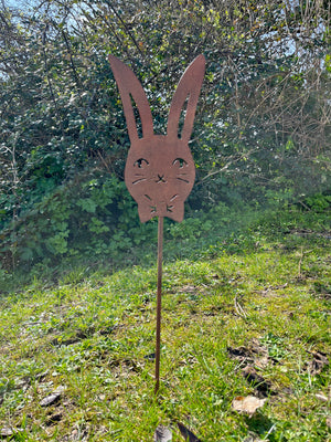 Metal Bowtie Bunny Head Stake Sign