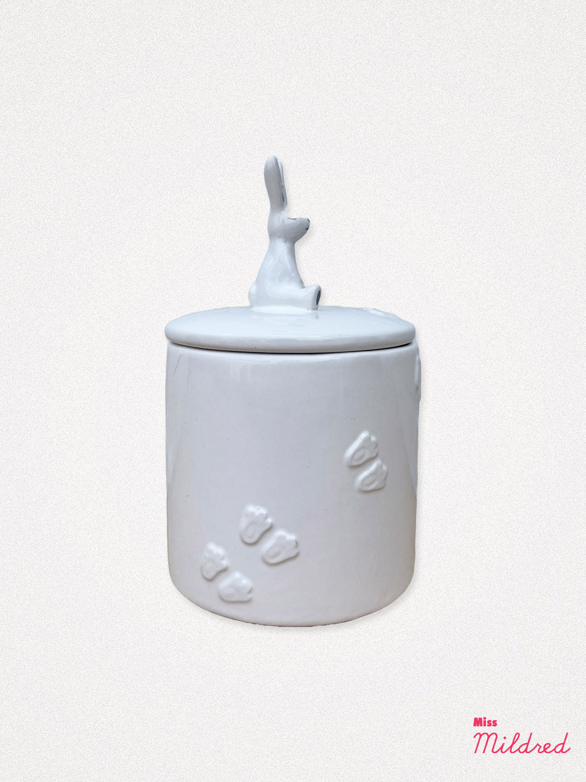 Bunny Treaty Jar White Ceramic