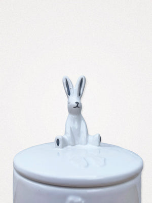 Bunny Treaty Jar White Ceramic