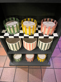 Cabana Stripe Glass Candle - Yellow