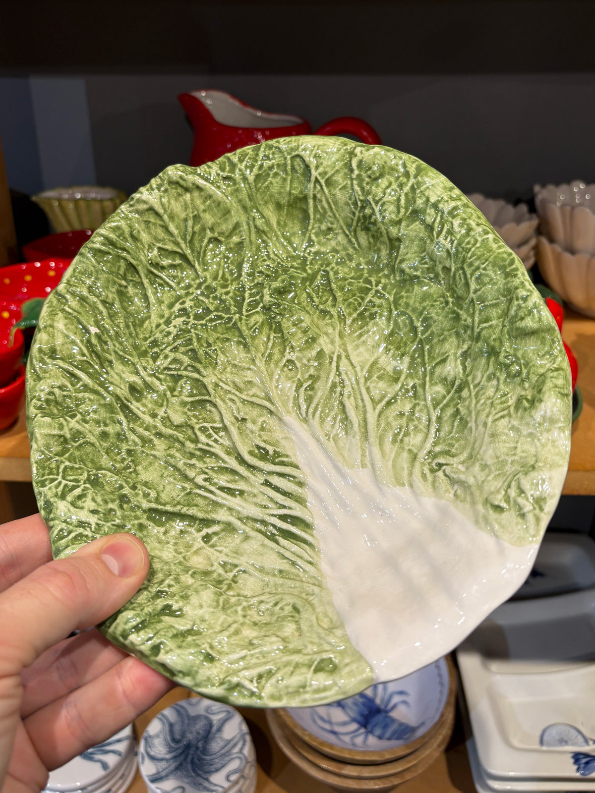 Green Cabbage Leaf Serving Bowl - 23.5cm