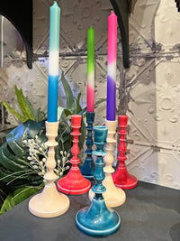 Enamel Metal Candle Holder 19cm - Pink