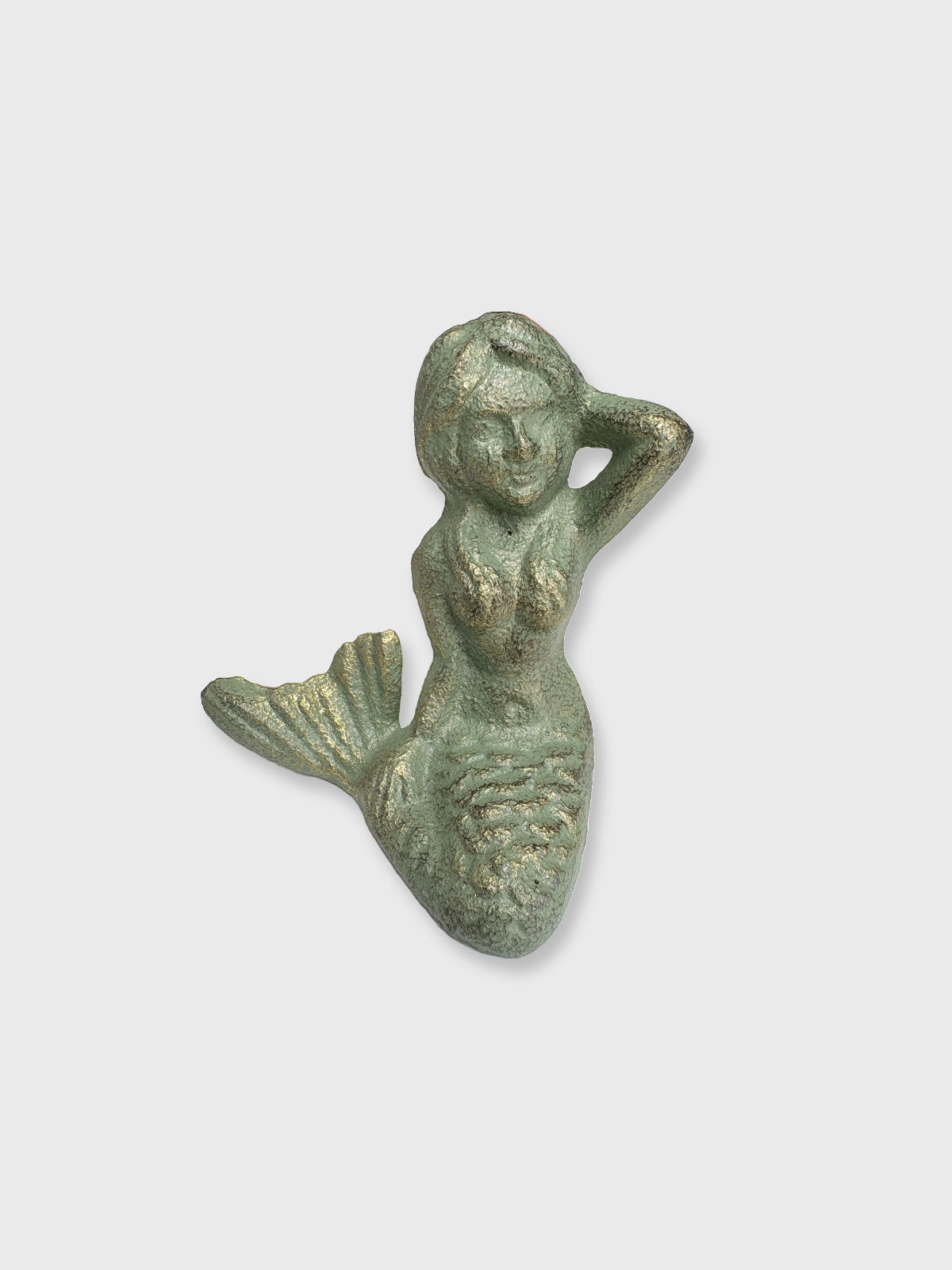 Sitting Mermaid Figure - Cast Iron Verdigris Green