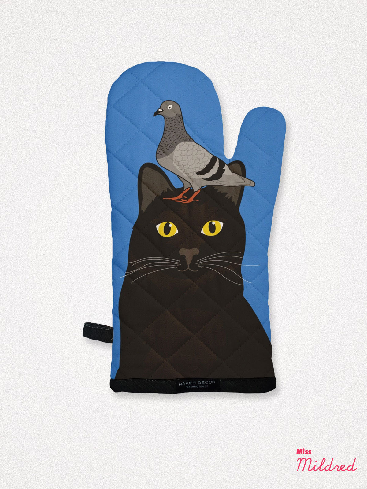 Black Cat and Pigeon - Oven Mitt