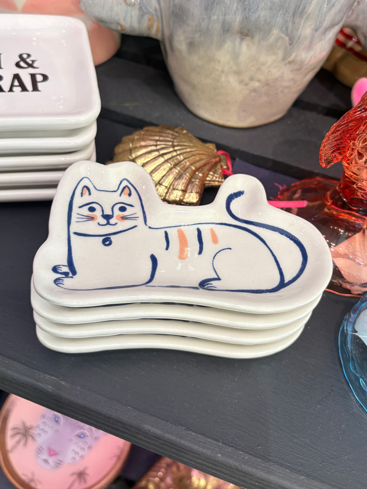 Ceramic Cat Design Trinket Dish