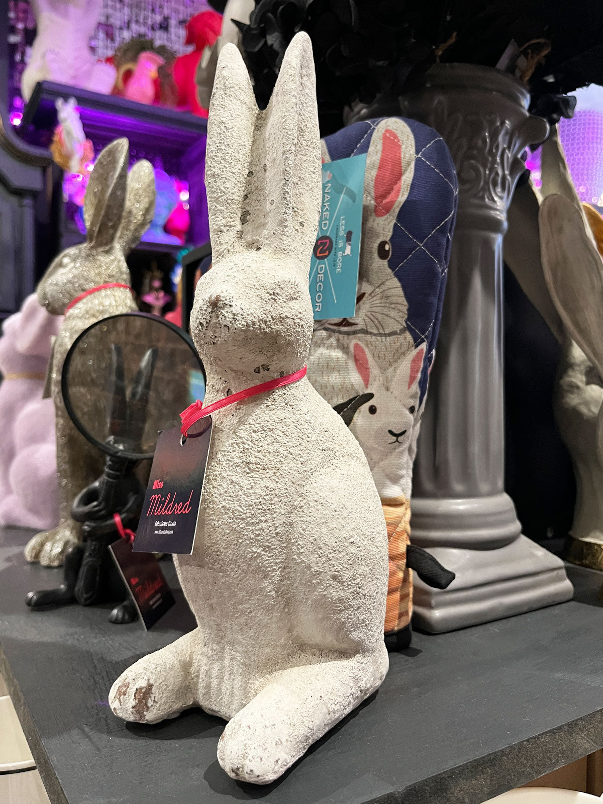 Hare Statue - Stone Effect White Wash