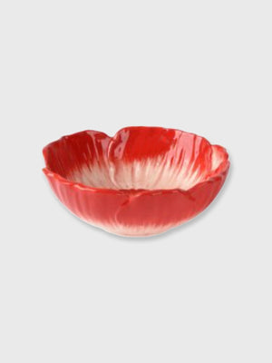 Red Poppy Head Design Ceramic Bowl