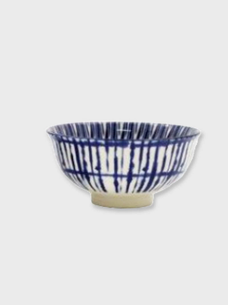 Ceramic Blue and White Lines Bowl 15cm