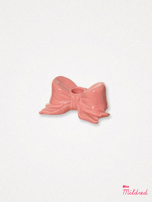 Ceramic Bow Candle Holder - Pink