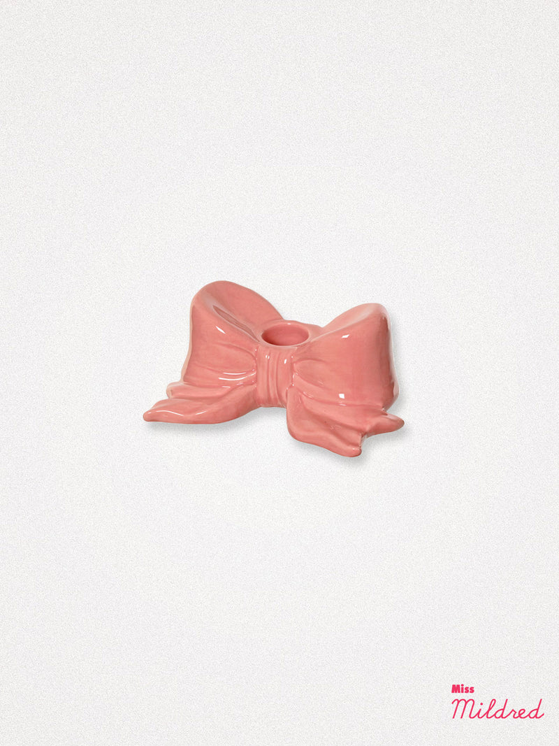 Ceramic Bow Candle Holder - Pink