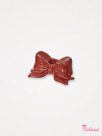 Ceramic Bow Candle Holder - Dark Pink