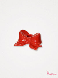Ceramic Bow Candle Holder - Red