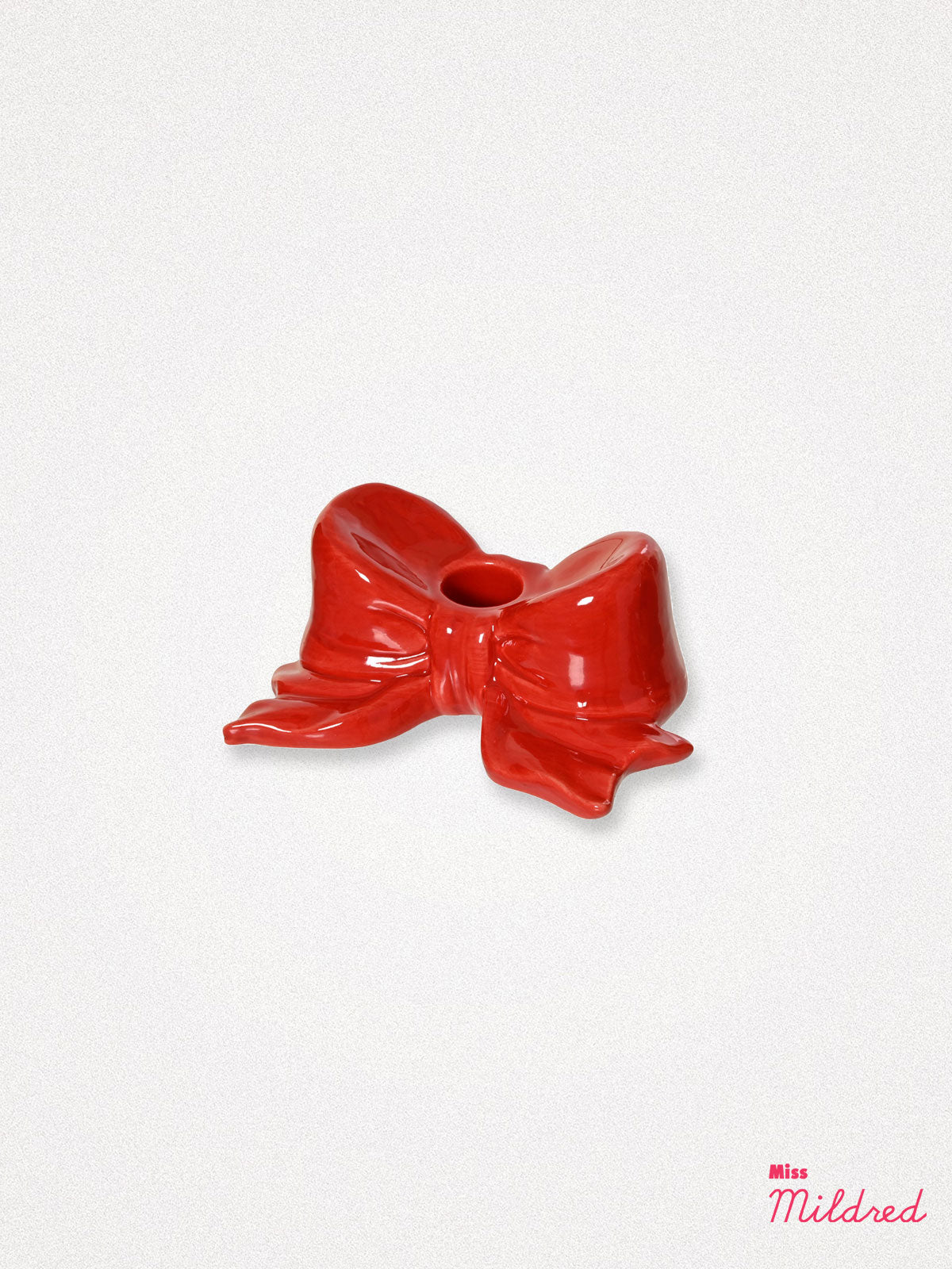 Ceramic Bow Candle Holder - Red