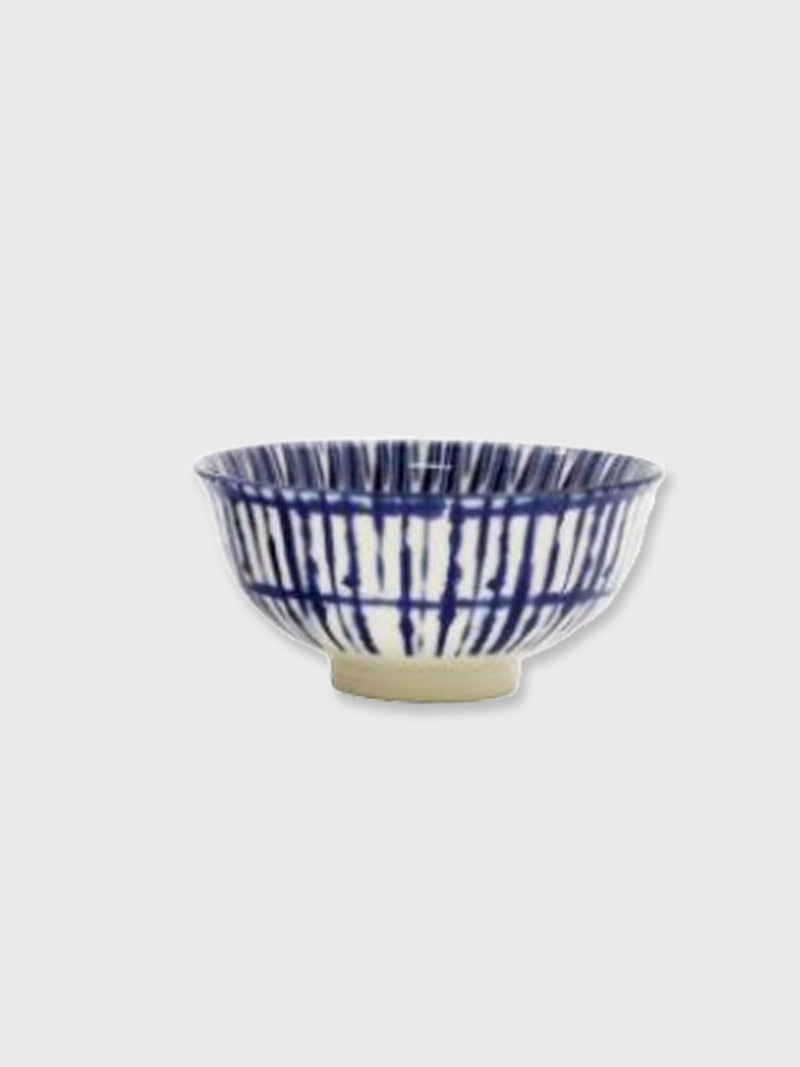 Ceramic Blue and White Lines Bowl 12cm