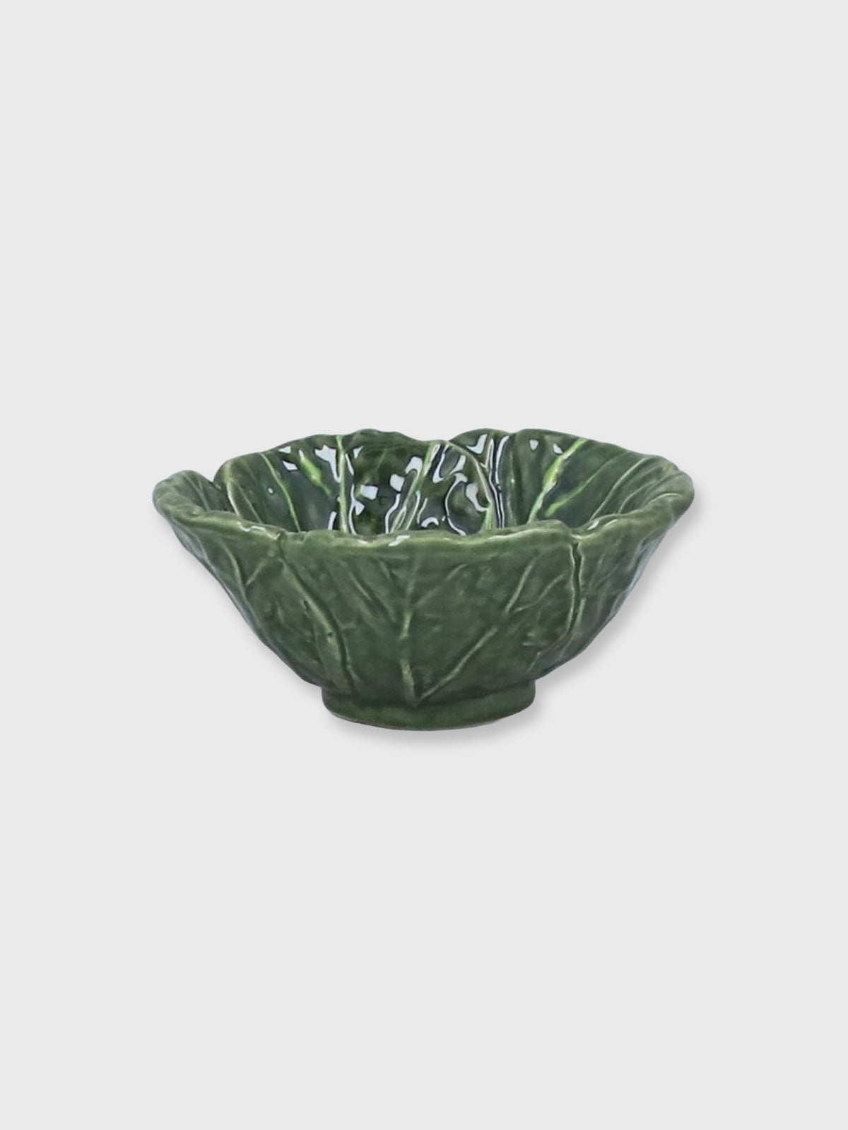 Green Cabbage Leaf Stoneware Bowl - Small