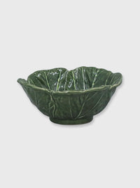 Green Cabbage Leaf Stoneware Bowl - Medium