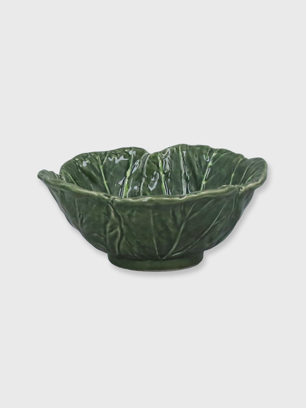 Green Cabbage Leaf Stoneware Bowl - Medium