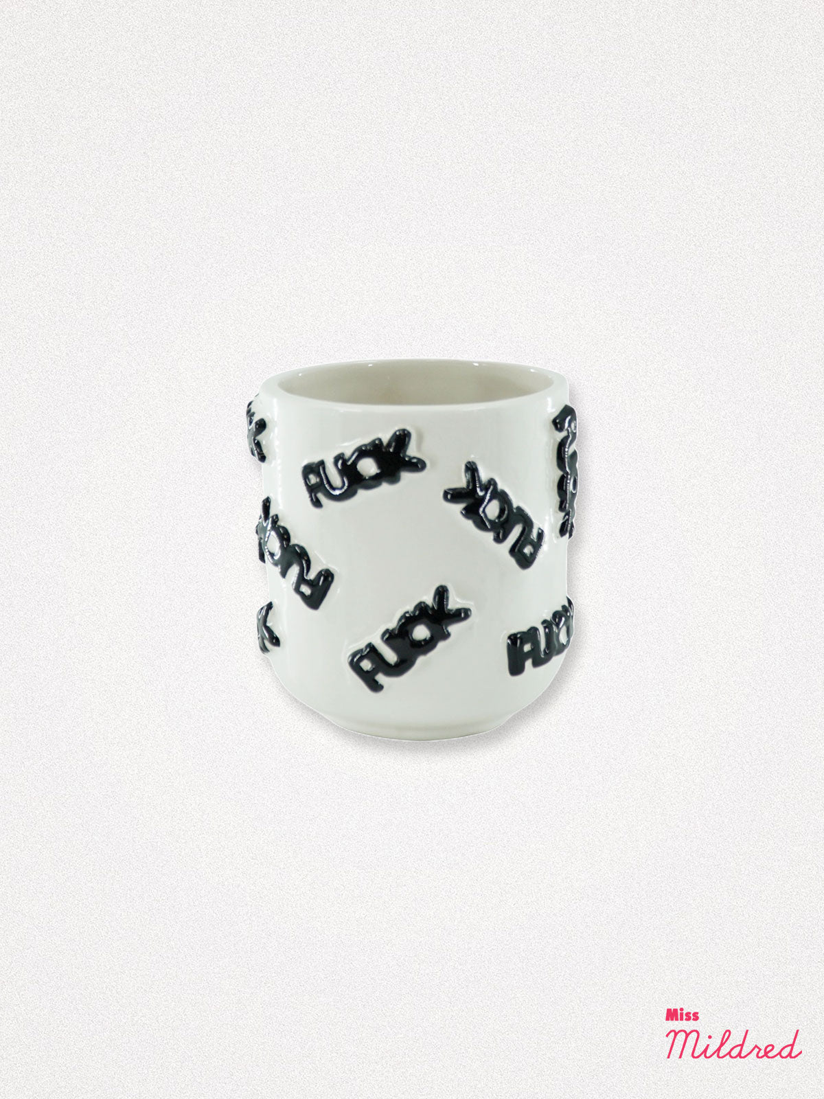 White and Black F*ck Word Ceramic Pot - 11.5cm