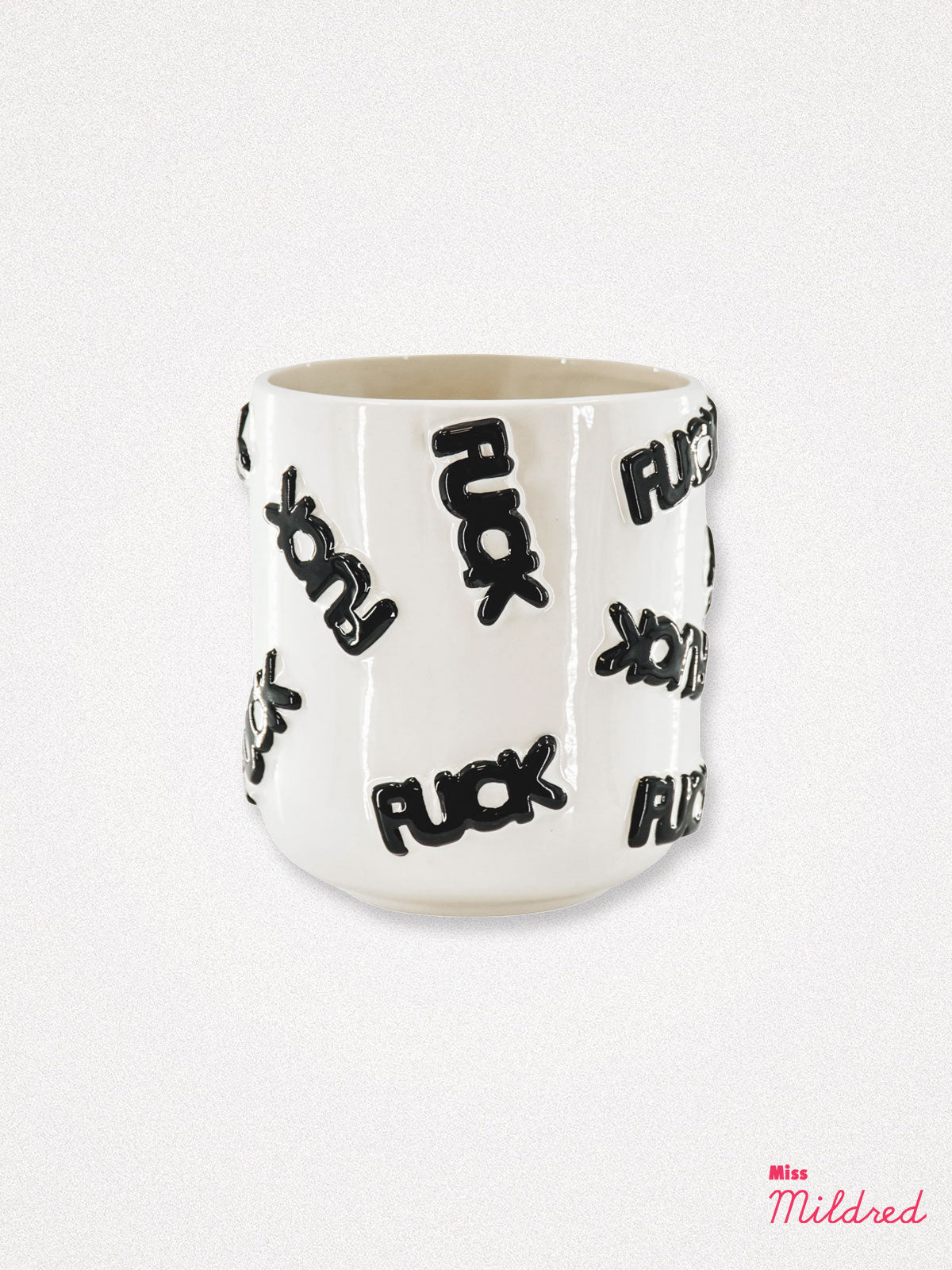 White and Black F*ck Word Ceramic Pot - 17.5cm