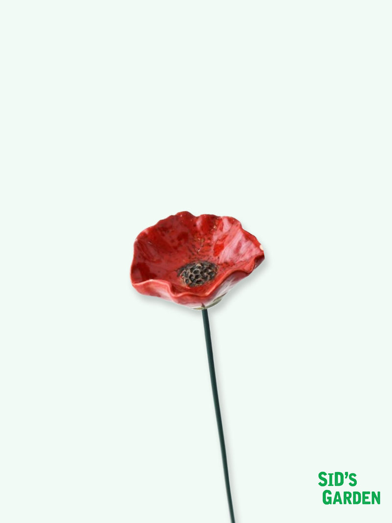 Garden Ceramic Poppy Stake - 28cm