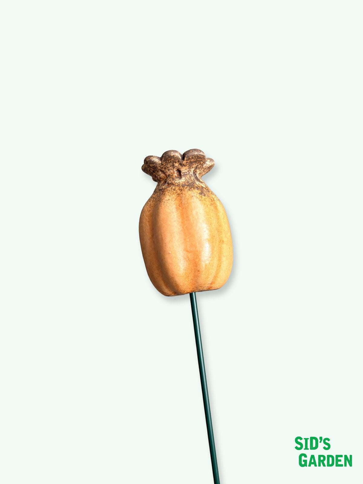 Garden Ceramic Orange Poppy Seed Pod Stake - 50cm