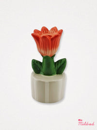 Tulip Shaped Candle Holder - Beige and Orange