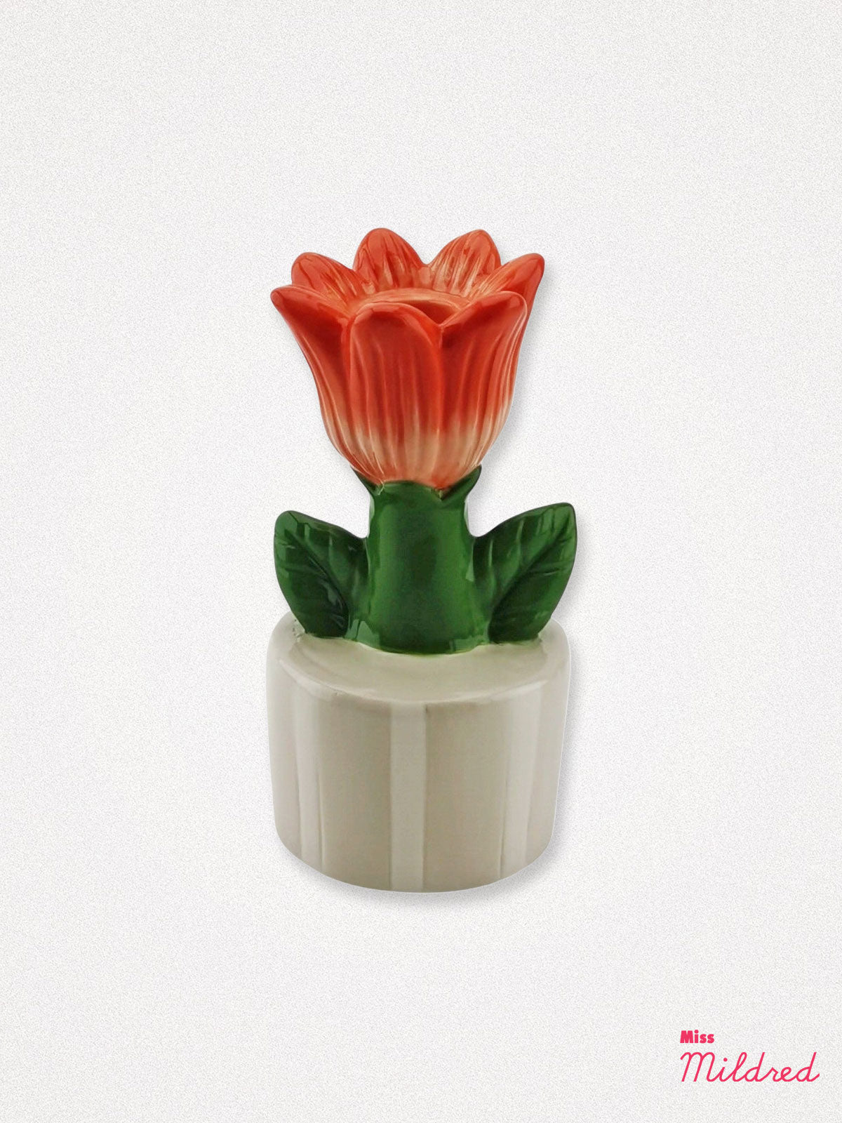 Tulip Shaped Candle Holder - Beige and Orange