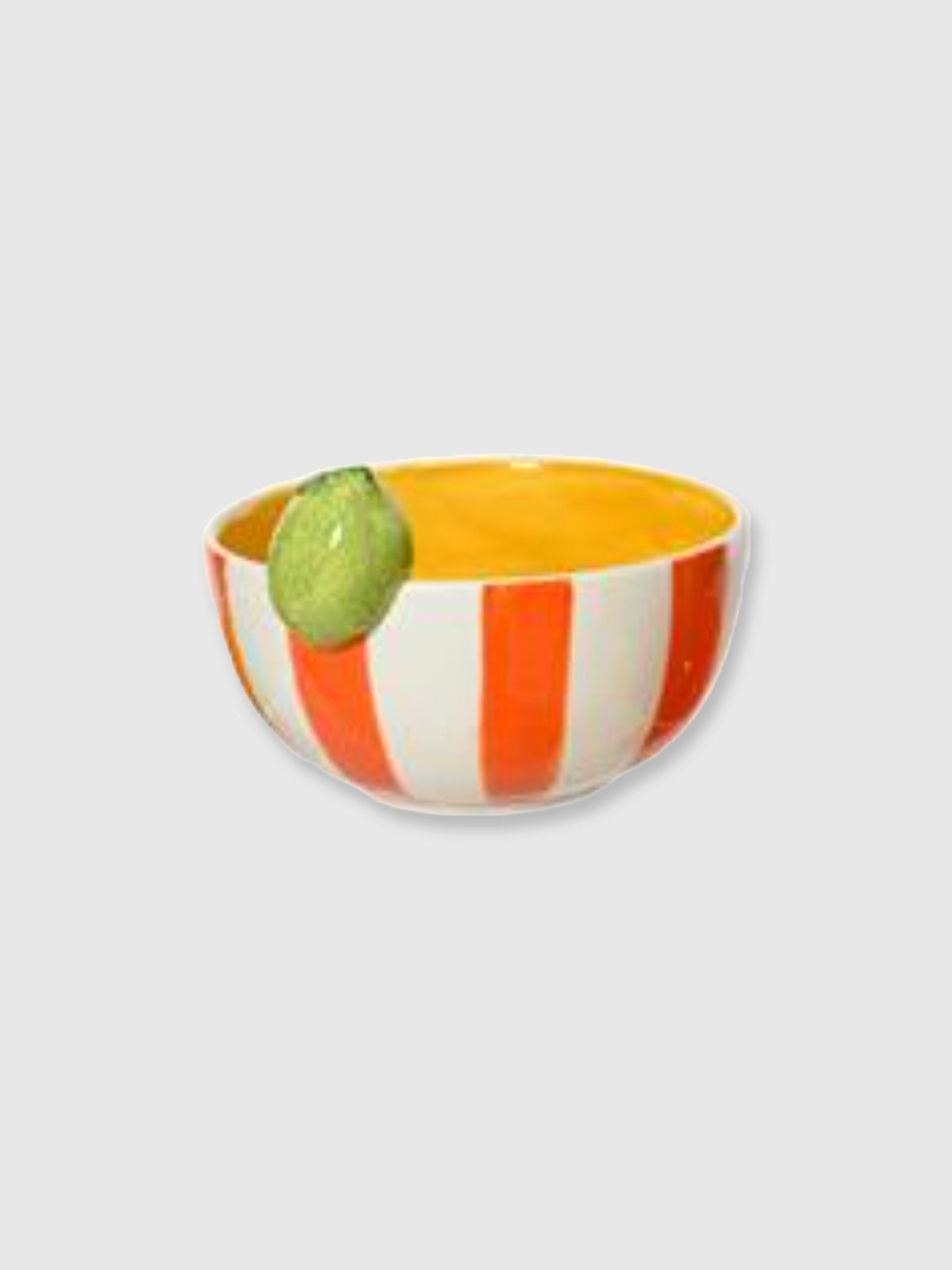 Orange Striped Lime Design Ceramic Bowl