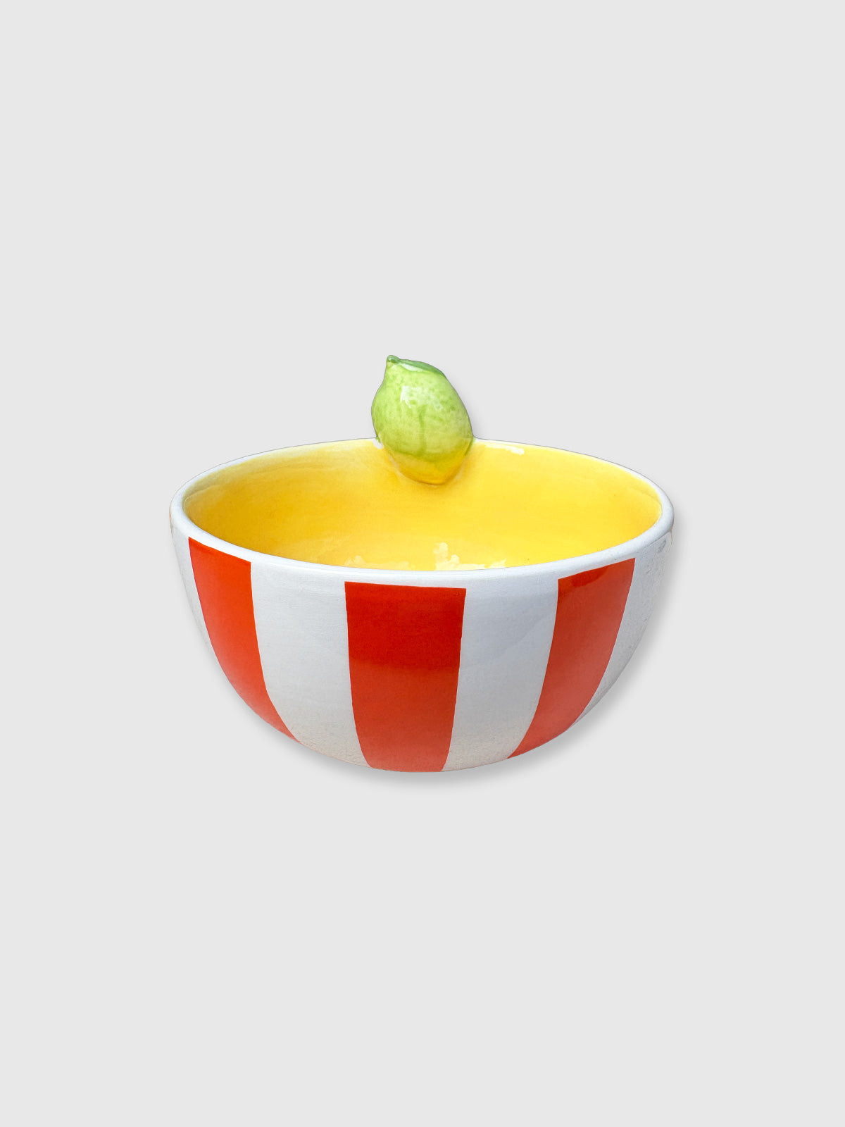 Orange Striped Lime Design Ceramic Bowl
