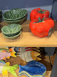 Tomato Shaped Ceramic Lidded Bowl