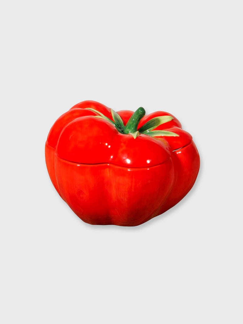 Tomato Shaped Ceramic Lidded Bowl