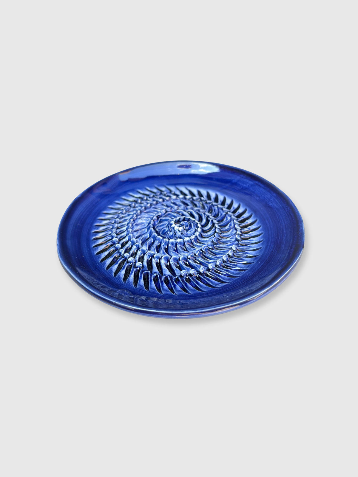 Traditional Spanish Ceramic Garlic Grater - Cobalt Blue