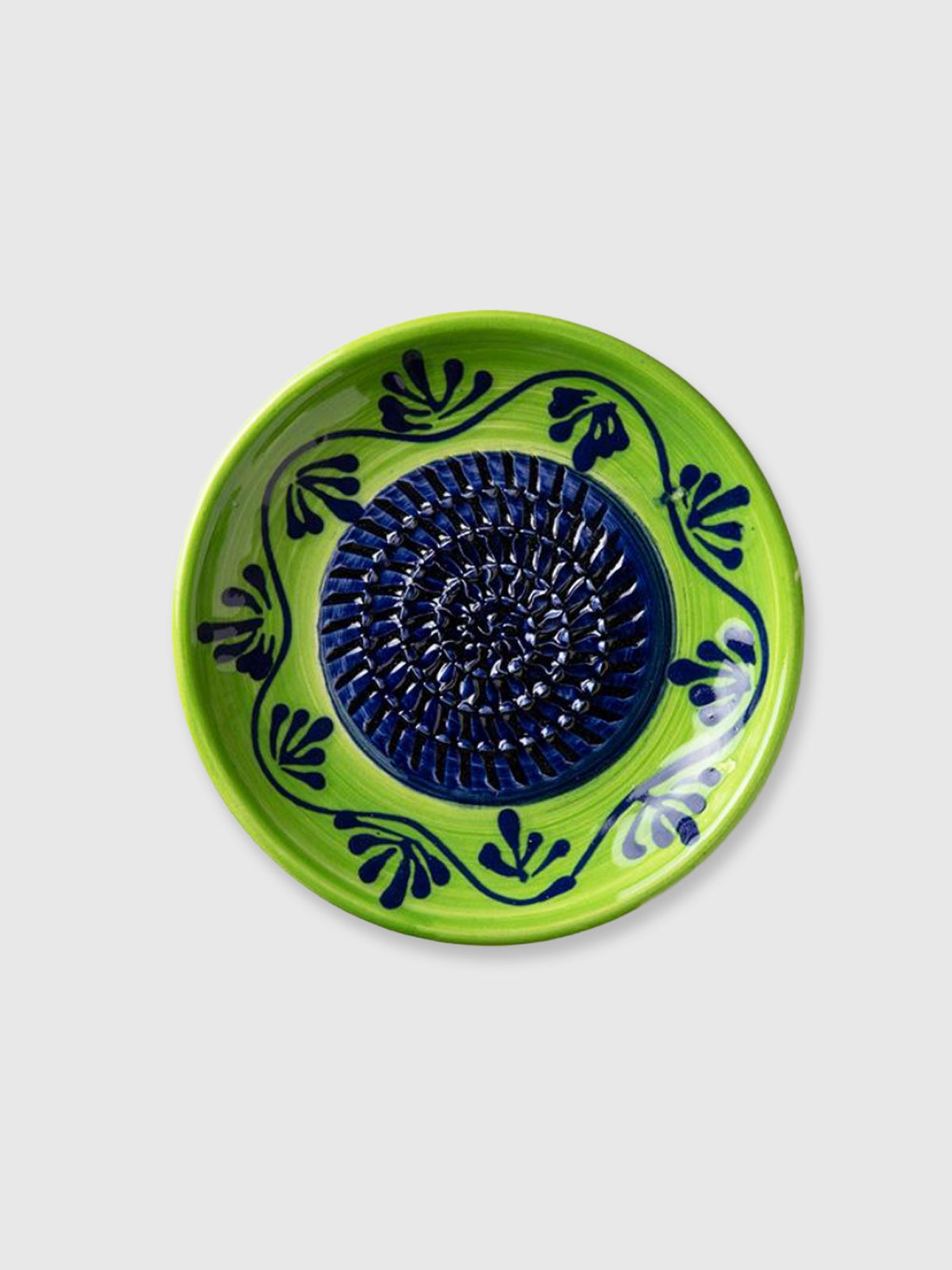Traditional Spanish Ceramic Garlic Grater - Green & Blue