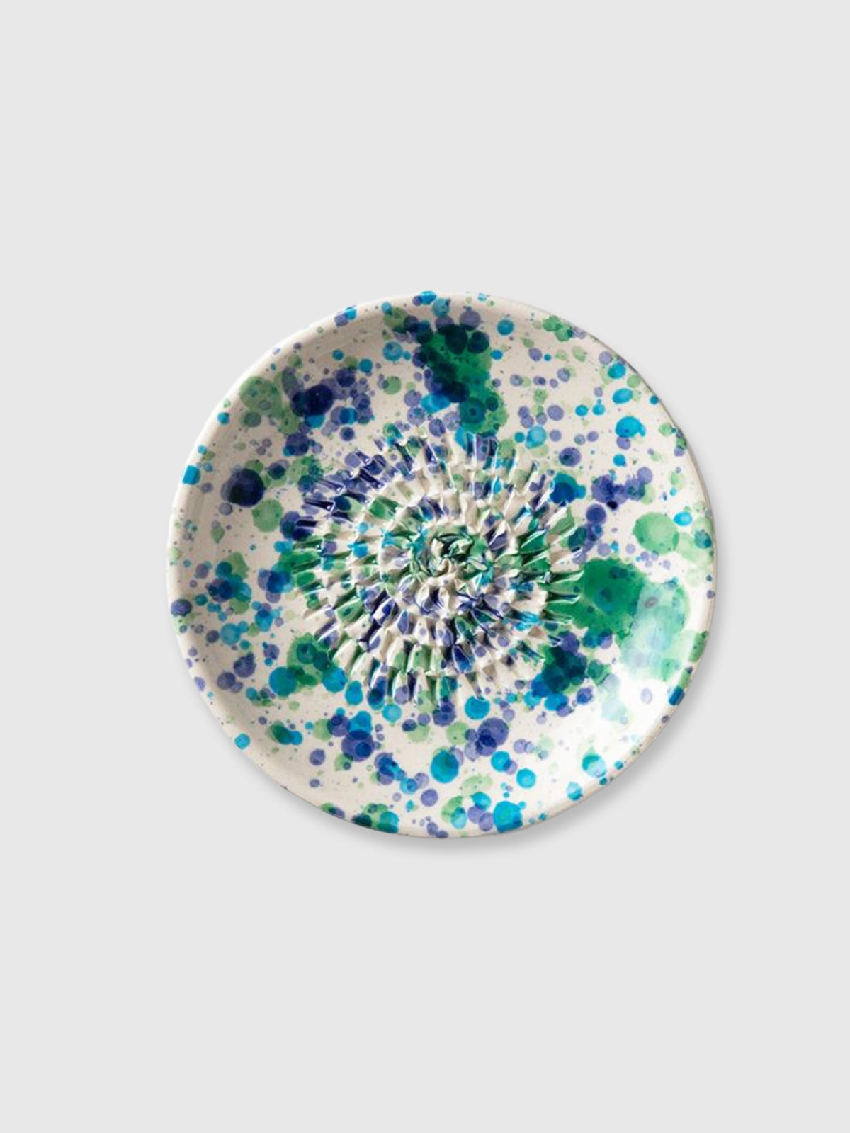 Traditional Spanish Ceramic Garlic Grater - Blue & Green Splatter