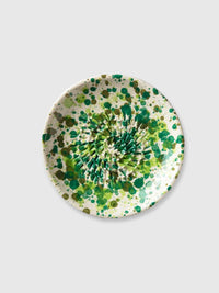 Traditional Spanish Ceramic Garlic Grater - Green Splatter
