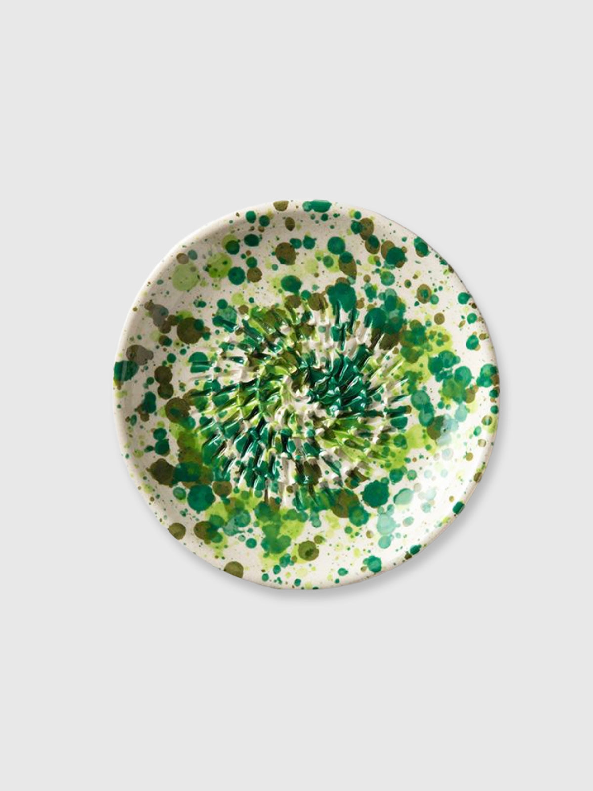 Traditional Spanish Ceramic Garlic Grater - Green Splatter