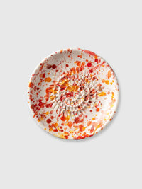 Traditional Spanish Ceramic Garlic Grater - Orange Splatter