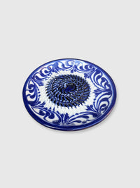 Traditional Spanish Ceramic Garlic Grater - Blue & White Swirl