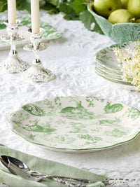 White & Green Rabbit Garden Serving Plate Platter