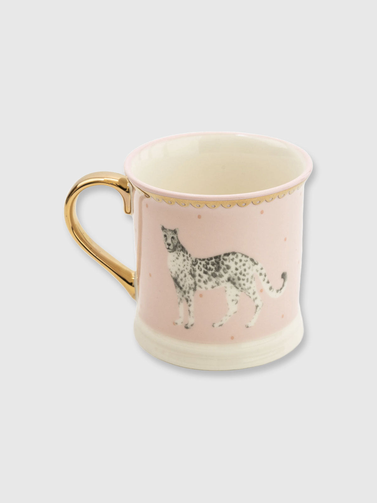 Pink Mug with Gold Handle - Cheetah