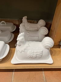 White Hen Chicken Shaped Ceramic Butter Dish