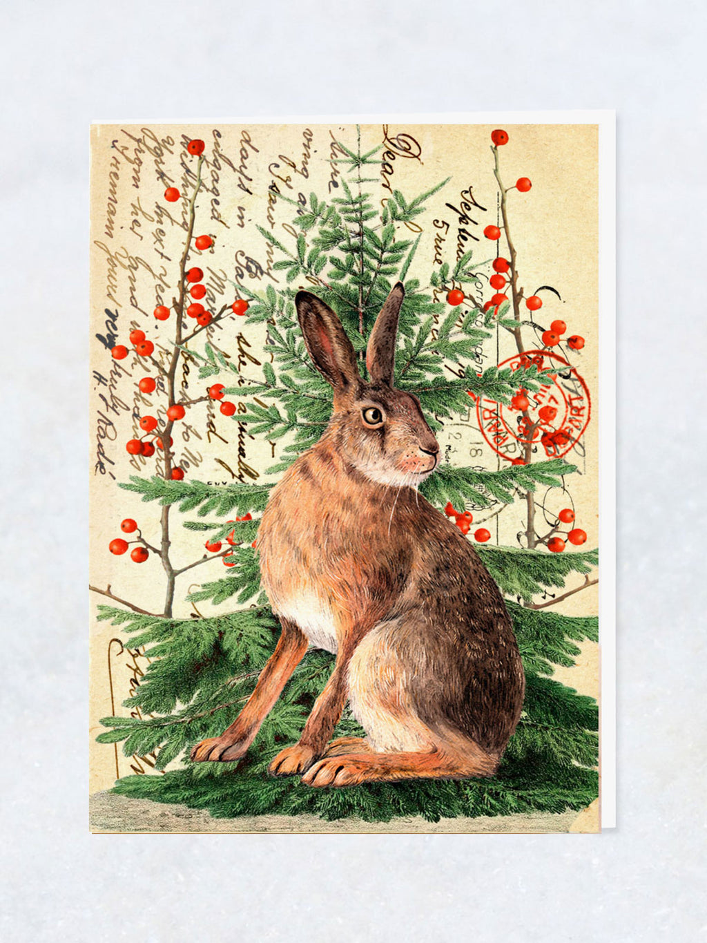 Christmas Greeting Card - Hare and Tree