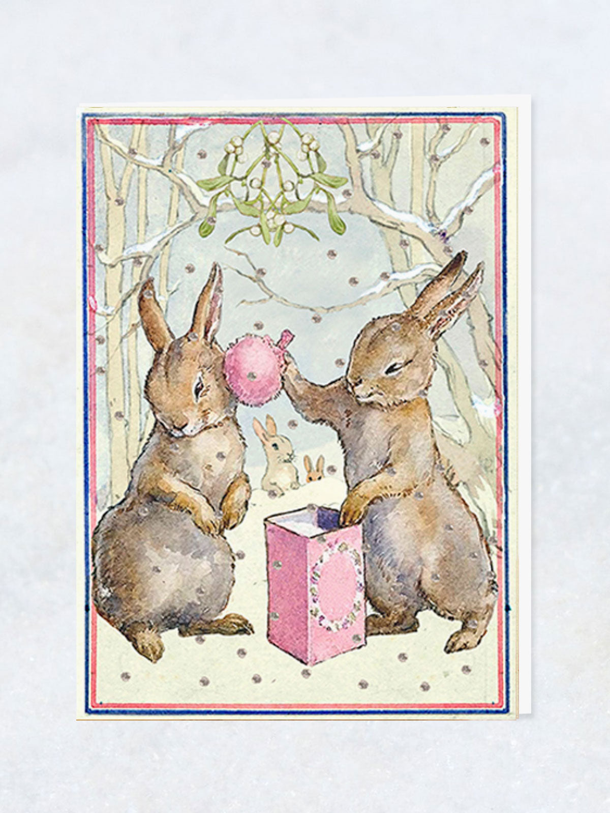 Christmas Greeting Card - Rabbit & Mistletoe
