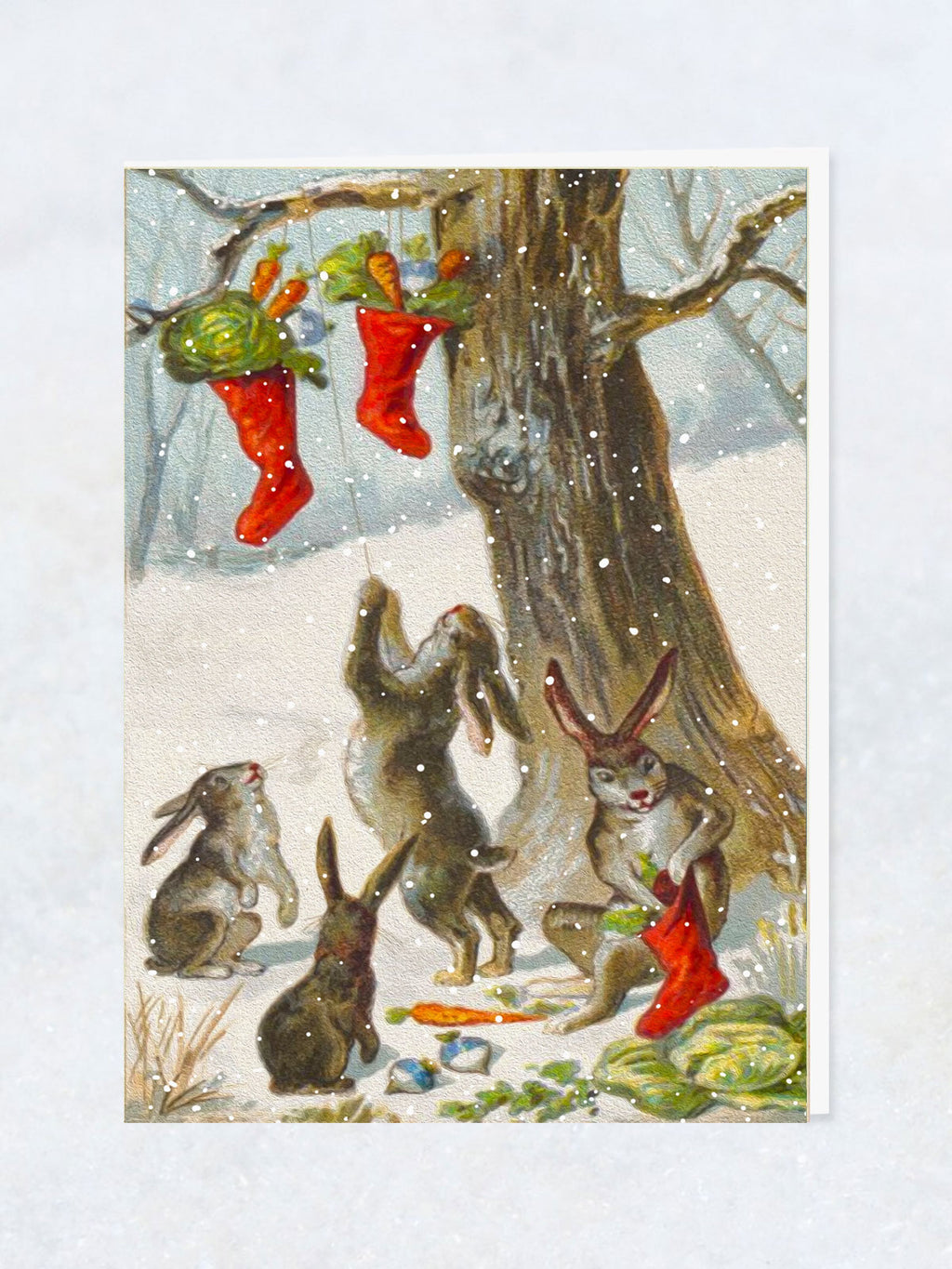 Christmas Greeting Card - Rabbit & Stockings