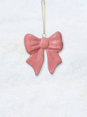 Christmas Decoration - Pink Ceramic Bow