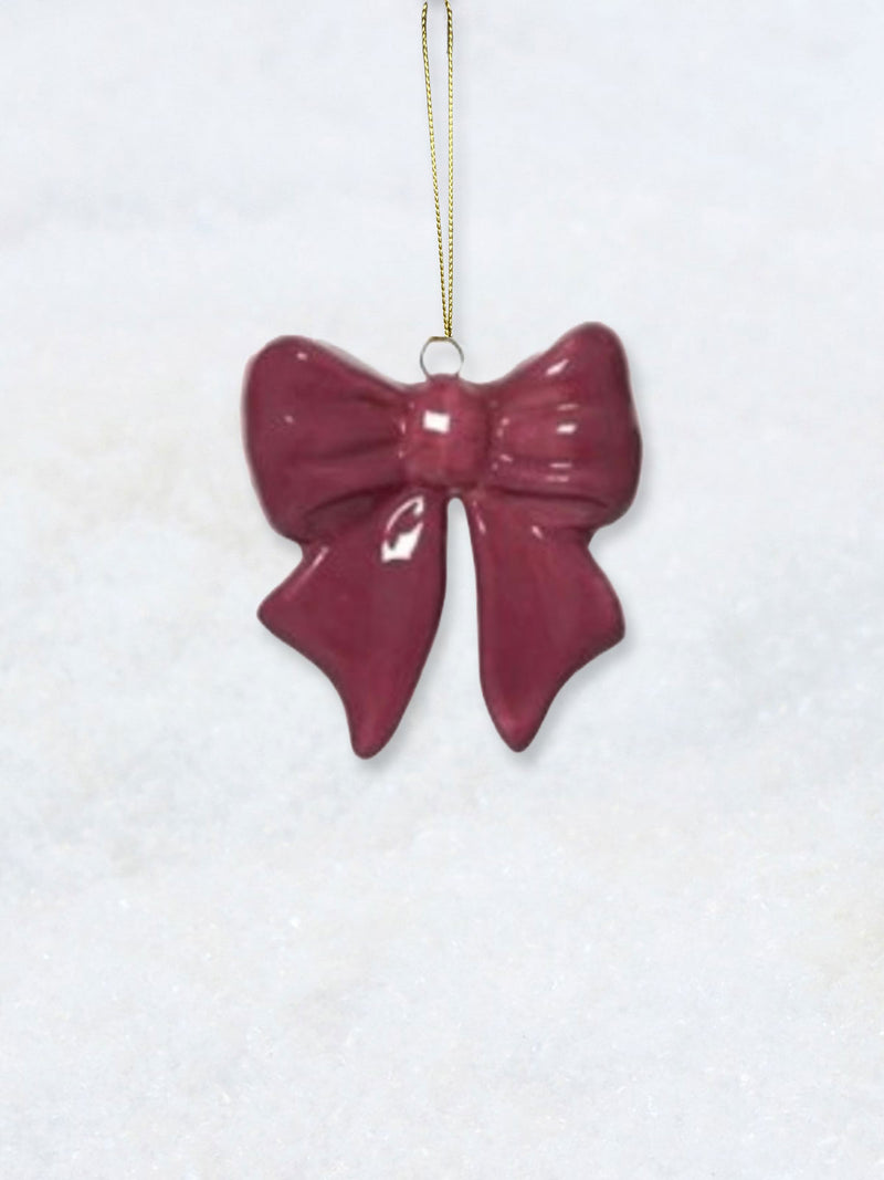 Christmas Decoration - Burgundy Ceramic Bow