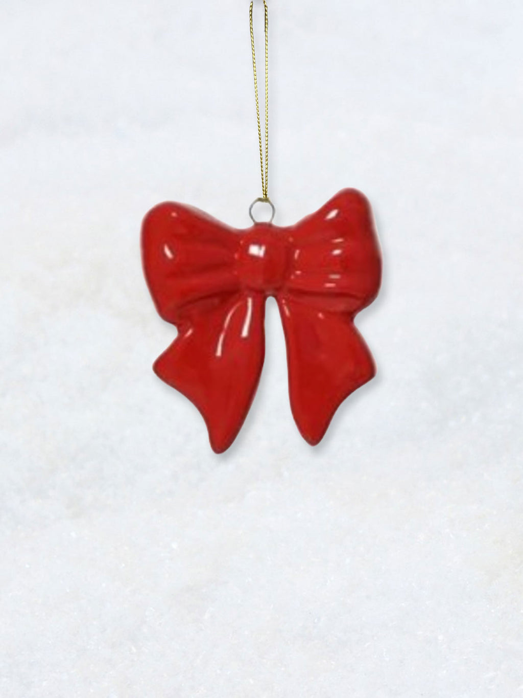 Christmas Decoration - Red Ceramic Bow