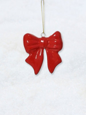 Christmas Decoration - Red Ceramic Bow