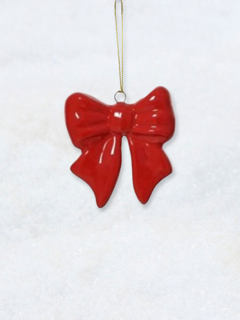 Christmas Decoration - Red Ceramic Bow