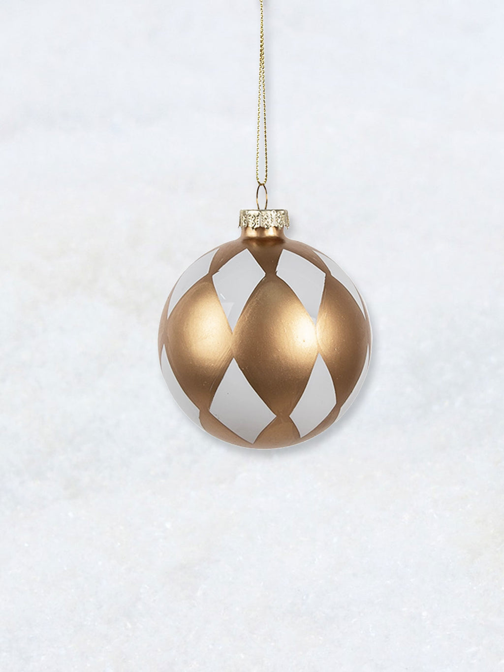 Christmas Decoration - Gold White Check Bauble